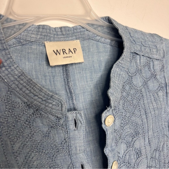 Wrap London Linen Light Blue Tunic Top J15 - Picture 5 of 9